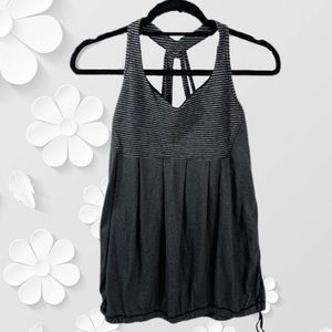 Lululemon Charcoal Gray & Stripe Drawstring Tank M